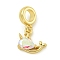 Rack Plating Brass Pave Clear AB Cubic Zirconia Whale European Dangle Charms, Large Hole Pendants, Lead Free & Cadmium Free, Long-Lasting Plated, Real 18K Gold Plated, 10.5x12x3.3mm, Hole: 4.6mm