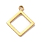 304 Stainless Steel Pendants,  Hollow Rhombus Charm, Real 14K Gold Plated, 15.5x13x1mm, Hole: 1.5mm