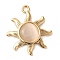 Brass with Glass Pendants, Real 18K Gold Plated, Sun, Antique White, 19x17x3mm, Hole: 1.5mm