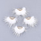 Faux Mink Fur Tassel Pendant Decorations, with Rhinestone and Alloy Findings, Fan, Golden, White, 24~28x29~34x8mm, Hole: 1.5mm