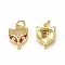 Brass Micro Pave Cubic Zirconia Charms, Cadmium Free & Nickel Free & Lead Free, with Jump Ring & Enamel Evil Eye, Fox Head Charms, Golden, Red, 13.5x10x3mm, Hole: 3mm