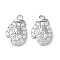 Brass Micro Pave Cubic Zirconia Charms, Glove Charms, Cadmium Free & Nickel Free & Lead Free, Real Platinum Plated, 11x7x2.5mm, Hole: 1mm