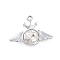 Alloy Rhinestone Pendants, Platinum Tone Wing & Crown Charms, Crystal, 22x28x6mm, Hole: 2mm