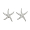 Brass Micro Pave Clear Cubic Zirconia Pendants, Cadmium Free & Nickel Free & Lead Free, Starfish, Real Platinum Plated, 24x20.5x4mm, Hole: 1.6mm