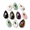 Natural Mixed Gemstone Pendants, Faceted Teardrop Gems Charms with Brass Micro Pave Cubic Zirconia Findings, Golden, 25.5x13~13.5x6mm, Hole: 1mm