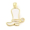 Brass with Cubic Zirconia with Enamel Pendant, Long-Lasting Plated, Lead Free & Cadmium Free, Shoes, White, 19.5x14.5x3mm, Hole: 3.7x2.2mm