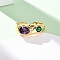Brass Micro Pave Cubic Zirconia Cuff Rings for Women, Nickel Free, Real 18K Gold Plated, 9mm