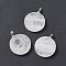 Natural Quartz Crystal Pendants, Rock Crystal Pendants, Flat Round Charms with Round Pattern, with Rack Plating Platinum Tone Brass Findings, Cadmium Free & Lead Free, 30x4~8mm, Hole: 4x4mm