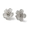 Rack Plating Brass Clear Cubic Zirconia Stud Earrings, Long-Lasting Plated, Lead Free & Cadmium Free, Flower, Platinum, 20x20mm
