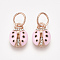 Alloy Charms, with Rhinestone and Enamel, Ladybug, Pink, Crystal, Rose Gold, 14.5x10x4mm, Hole: 6mm
