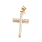 Ion Plating(IP) 304 Stainless Steel Pendants, with Polymer Clay Rhinestone, Cross, Crystal, Golden, 43.5x25x3mm, Hole: 5.5x7.5mm