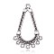 Tibetan Style Alloy Chandelier Component Links, teardrop, Antique Silver, 33x22x1.5mm, Hole: 1~1.5mm