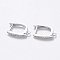 Brass Micro Pave Cubic Zirconia Hoop Earring Findings with Latch Back Closure, Nickel Free, with Horizontal Loop, Horse Eye, Real Platinum Plated, 17.5x2.5x12.5mm, Hole: 1.5mm, Pin: 1mm