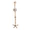Piercing Jewelry Real 18K Gold Plated Brass Rhinestone Star Navel Ring Belly Rings, Crystal, 63x12mm, Bar Length: 3/8