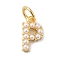 Rack Plating Brass with ABS Plastic Imitation Pearl Charms, Long-Lasting Plated, Lead Free & Cadmium Free, Real 18K Gold Plated, Letter P, 10.5x6.5x3mm, Hole: 3mm