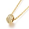 Brass Micro Pave Clear Cubic Zirconia Pendant Necklaces, with 304 Stainless Steel Cable Chains, Rondelle, Golden, 17.91 inch(45.5cm)