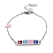 201 Stainless Steel Cross & Rectangle with Word Love Link Bracelets, Enamel Style ID Bracelets for Women, Colorful, 6-3/8 inch(16.2cm)