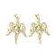 Rack Plating Angel Brass Micro Pave Cubic Zirconia Pendants, Cadmium Free & Lead Free, Long-Lasting Plated, Real 18K Gold Plated, Clear, 35x25.5x6mm, Hole: 3x3.5mm