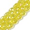 Transparent Electroplate Glass Beads Strands, AB Color Plated, Faceted, Teardrop, Yellow, 5~6x4mm, Hole: 0.9mm, about 65~67pcs/strand, 15.35~16.4''(39~41cm)