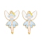 Rack Plating Alloy Enamel Pendants, Golden, Angel Charm, Light Sky Blue, 30x19x1.5mm, Hole: 1.8mm