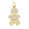 Rack Plating Brass Micro Pave Cubic Zirconia Pendants, Lead Free & Cadmium Free, Long-Lasting Plated, Human Charms, with Jump Ring, Real 18K Gold Plated, 20.5x12x2mm
