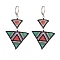 Glass Seed Beaded Triangle Dangle Leverback Earrings, 304 Stainless Steel Long Drop Earrings for Women, Colorful, 61mm, Pin: 0.8mm