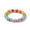 Glass Beaded Stretch Finger Rings for Women, Colorful, US Size 8 1/2(18.5mm)