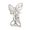 Brass Shell Fold Over Clasps, with Micro Pave Clear Cubic Zirconia, Cadmium Free & Nickel Free & Lead Free, Butterfly, Platinum, 31mm