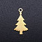 201 Stainless Steel Pendants, Christmas Tree, Golden, 18x10x1mm, Hole: 1.5mm