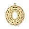 304 Stainless Steel Pendants, Oval Charm, Ion Plating(IP), Real 18K Gold Plated, 31x25x1.5mm, Hole: 2mm
