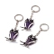 Owl Natural Amethyst Pendant Keychain, with Alloy & Iron Findings, 10cm