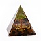 Resin Orgonite Pyramid Home Display Decorations, with Natural Gemstone Chips, Gold, 50x50x50mm