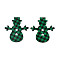 Christmas Theme Single-Sided Printed Wood Big Pendants, Snowman with Tartan Pattern, Green, 78x70x2mm, Hole: 2.5mm