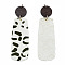 Eco-Friendly Cowhide Leather Big Pendants, with Dyed Wood and 304 Stainless Steel Jump Rings, Rectangle with Print, Creamy White, 75mm
