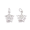 Brass Micro Pave Clear Cubic Zirconia Charms, with Jump Rings, Star, Platinum, 12x10x2mm, Jump Ring: 5x0.7mm, Inner Diameter: 3.6mm