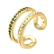 Rack Plating Brass Micro Pave Cubic Zirconia Open Cuff Rings for Women, Cadmium Free & Lead Free, Long-Lasting Plated, Real 18K Gold Plated, 9.5mm