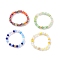 Glass Beaded Stretch Finger Ring with Cube for Women, Mixed Color, US Size 7 1/4(17.5mm)