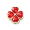 Rack Plating Alloy Beads, with Glass, Clover, Red, 16x16x7mm, Hole: 1.6mm