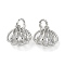 Rack Plating Brass Clear Cubic Zirconia Pendants, Long-Lasting Plated, Cadmium Free & Lead Free, with Jump Rings, Shell Shape, Platinum, 12.5x12.5x7mm, Hole: 4mm