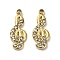 Ion Plating(IP) 304 Stainless Steel Charms, with Crystal Rhinestone, Musical Note Charm, Real 18K Gold Plated, 14x6x1.5mm, Hole: 1.2mm