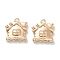 Micro Pave Cubic Zirconia Pendants, Cadmium Free & Nickel Free & Lead Free, House Charms, Real 18K Gold Plated, 13x12x3mm, Hole: 1.2mm