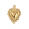 304 Stainless Steel Pendants, Heart Charm, Golden, 26.5x18.5x3mm, Hole: 1.6mm