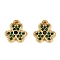 304 Stainless Steel Rhinestone Pendants, Ion Plating(IP), Clover Charms, Emerald, 12x11.5x2.5mm, Hole: 1mm