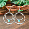 Bohemian Style Alloy Acrylic Dangle Earrings, Antique Silver, Ring, 70x20mm