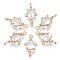 Glass Links connectors, with Brass Micro Pave Cubic Zirconia, Faceted, Teardrop, Light Gold, Clear, 18x9.5x4.5mm, Hole: 1.2mm