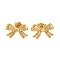 Ion Plating(IP) 304 Stainless Steel Stud Earrings, Bowknot, Real 14K Gold Plated, 11x17mm