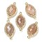 Natural Sunstone Faceted Horse Eye Connector Charms, Rack Plating Brass Micro Pave Clear Cubic Zirconia Links, Golden, 26.5~27x14x5mm, Hole: 1.6mm
