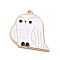 Alloy Enamel Pendants, Golden, Owl Charm, White, 25x24x1mm, Hole: 1.5mm