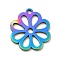 Ion Plating(IP) 201 Stainless Steel Pendants, Flower Charms, Rainbow Color, 14x12.5x1mm, Hole: 1.2mm
