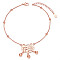 925 Sterling Silver Charm Anklets, with Cable Chains and Round Beads, Longevity Lock, Rose Gold, 8-1/4 inch(21cm), Lock: 18.6x15.5mm